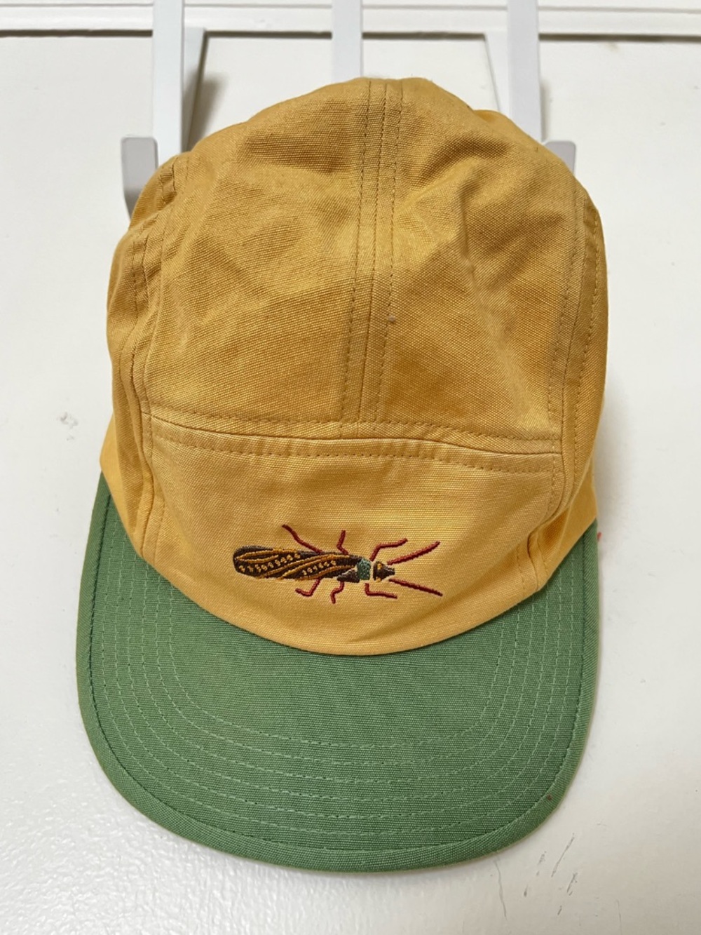 Patagonia Yellow Crown Green Brim Cap with Embroidered Insect